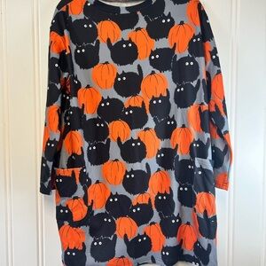 Women's Black and Orange Cat Print Tunic Size XL